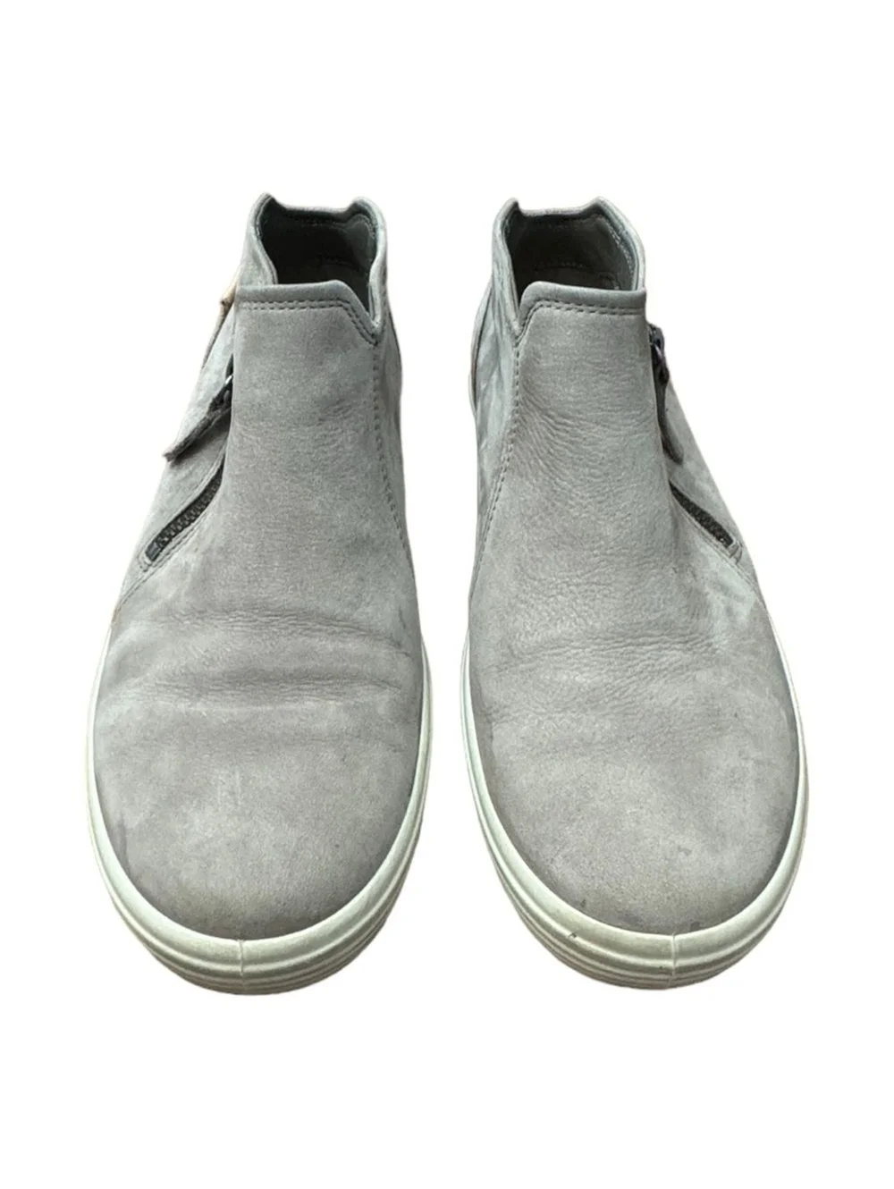 Ecco Women's Soft 7 Side Zip Bootie Sneaker Grey Taupe Nubuck Women’s Sz 8 EU 39